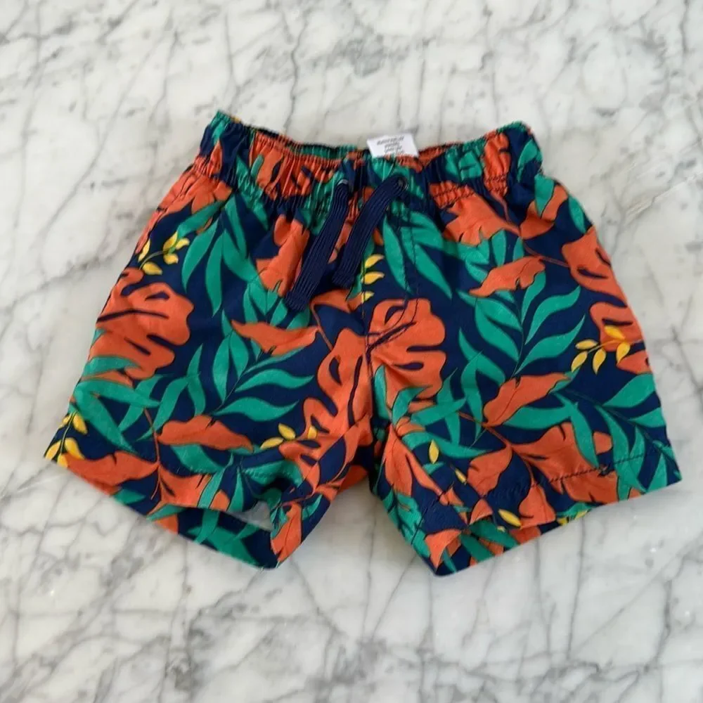 Gymboree Swim Shorts Hawaiian Print Sz 3-6 Mo